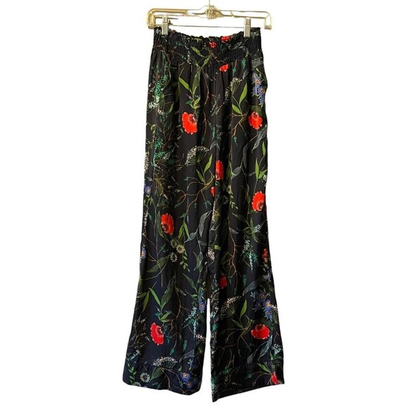Aerie Pants Women’s Size Small Blue‎ Red Floral Polyester Pockets Lounge - Picture 1 of 15